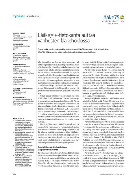 75+ tietokanta.